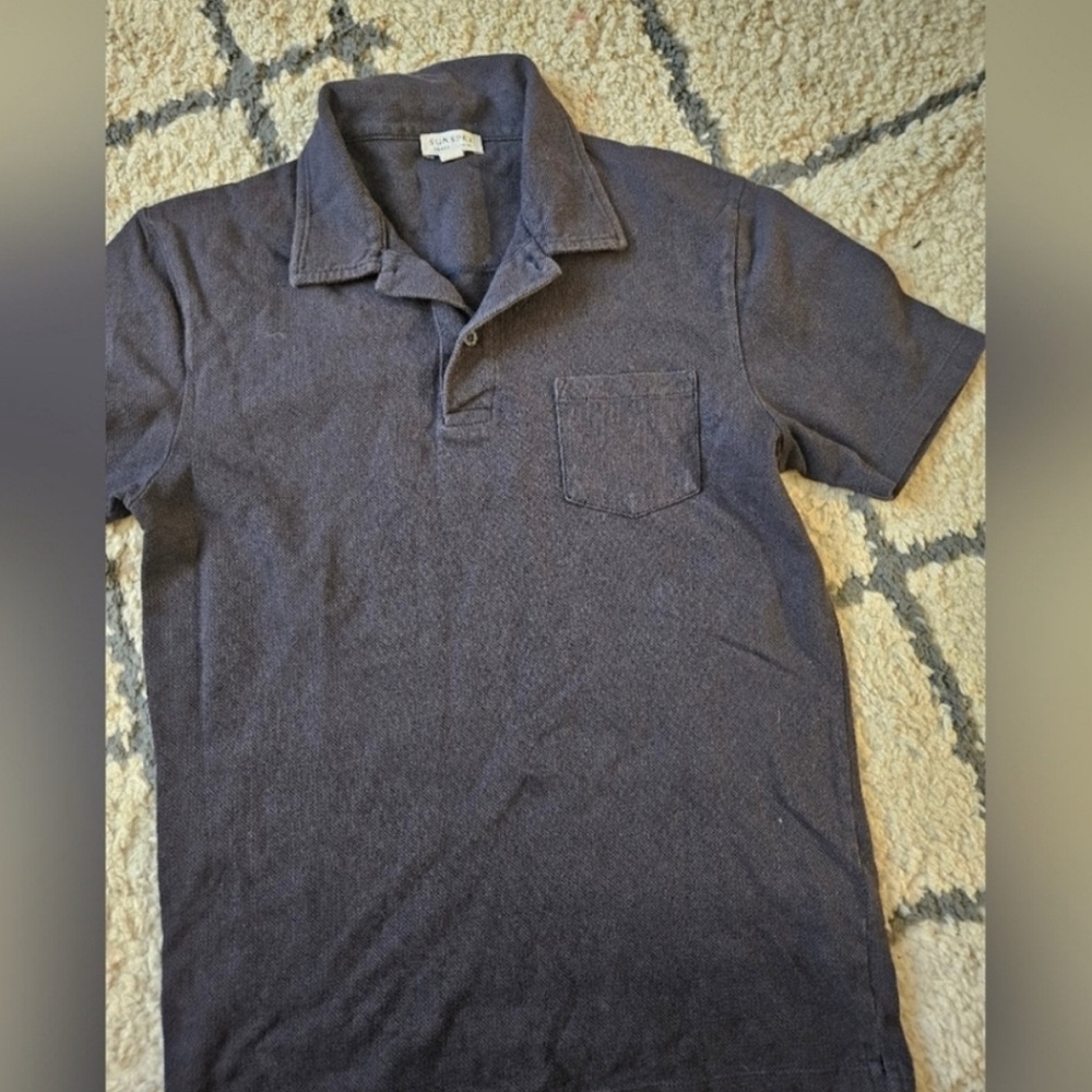 Sunspel Men’s Rivera Navy Polo Size Small
